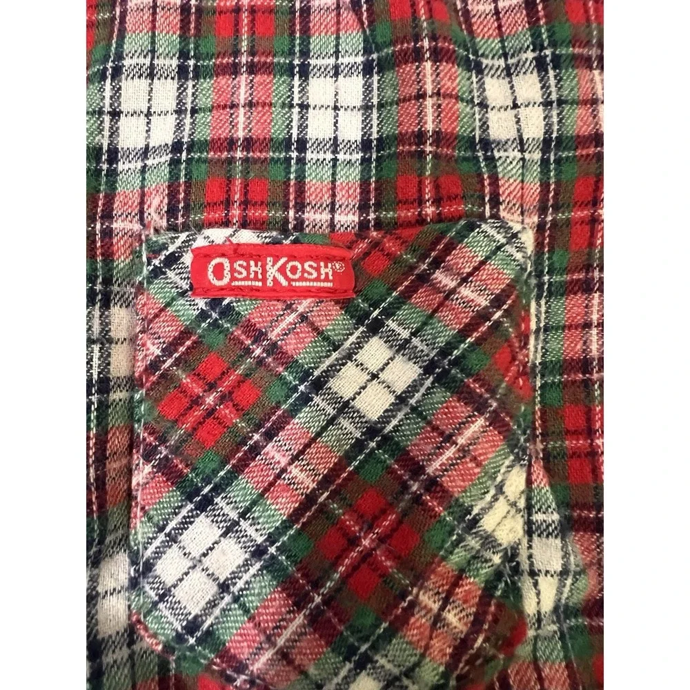 Vintage OshKosh Boys SZ‎ 7 USA Red Plaid Flannel Shirt Button Up Long Sleeve Y2K